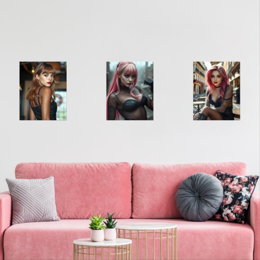 Lady Triptychon Bilderwand Sets (Wohnzimmer)