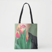 Lady & Tulip Green & Orange Modern Graphic Printed Tasche (Vorderseite)