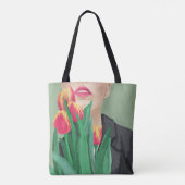 Lady & Tulip Green & Orange Modern Graphic Printed Tasche (Rückseite)