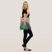 Lady & Tulip Green & Orange Modern Graphic Printed Tasche (Am Model)