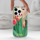 Lady & Tulip Green Orange Moderne grafische Malere Case-Mate iPhone Hülle