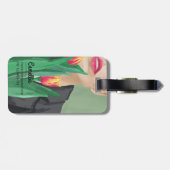 Lady & Tulip Green Orange Moderne grafische Malere Gepäckanhänger (Rückseite horizontal)