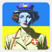 Lady Ukraine Quadratischer Aufkleber (Vorderseite)