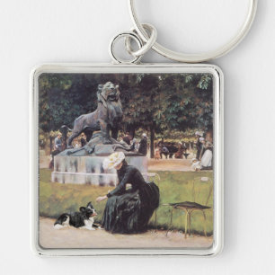 Lady und Border Collie im Park Schlüsselanhänger