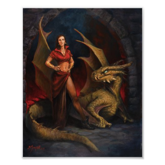 Lady und der Drache Fotodruck (Vorne)