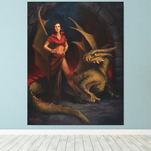 Lady und der Drache Leinwanddruck (Insitu (Holzboden))