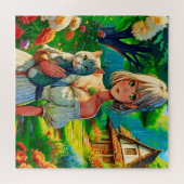 Lady und die Katze Puzzle (Horizontal)