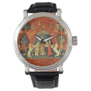Lady und die Unicorn Mittelalterliche Tapisserie Armbanduhr
