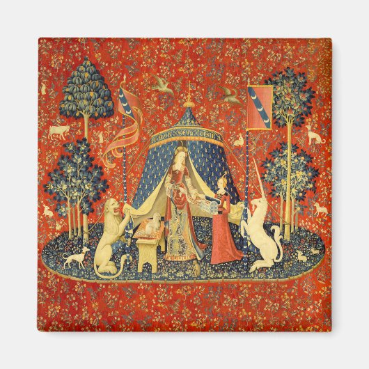 Lady und die Unicorn Mittelalterliche Tapisserie Magnet (Vorne)