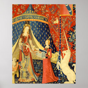 Lady und die Unicorn Mittelalterliche Tapisserie Poster
