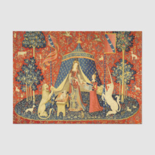 Lady und die Unicorn Mittelalterliche Tapisserie Seidenpapier
