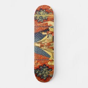 Lady und die Unicorn Mittelalterliche Tapisserie Skateboard