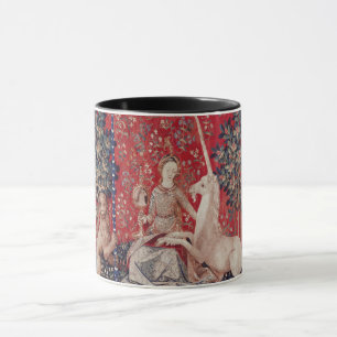 Lady und Einhorn Mittelalter-Teppich-Anblick Tasse