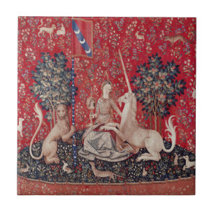 Lady und Einhorn Mittelalter-Teppich-Sehenswürdigk Fliese