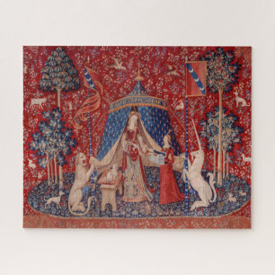 Lady und Einhorn Mittelalter-Teppich Wunsch Puzzle