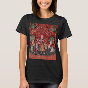 Lady und Einhorn mittelalterlicher Teppich Geruch T-Shirt
