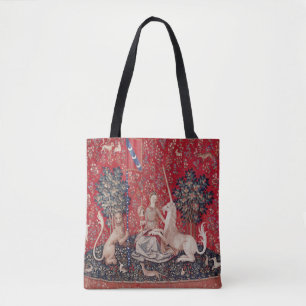 Lady und Einhorn mittelalterlicher Teppichblick Tasche