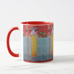 LADY UND FRÜCHTE-TISCHSET ART DECO SCHÖNHEIT MODE TASSE