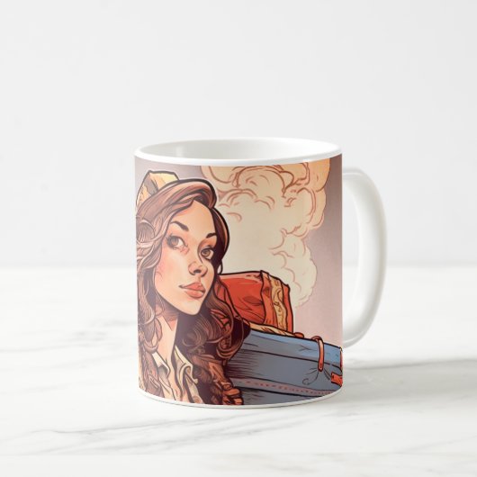 Lady und ihr Gepäck Kaffeetasse (VorderseiteRechts)