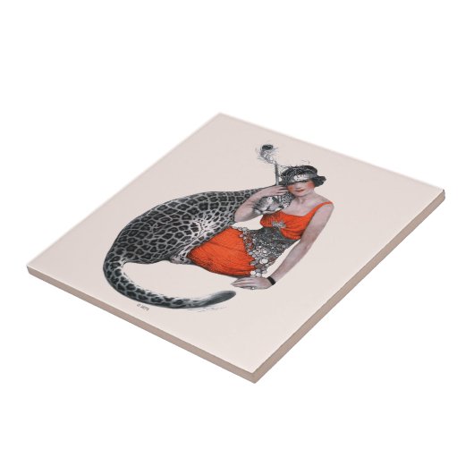 Lady und Leopard Fliese (Seite)