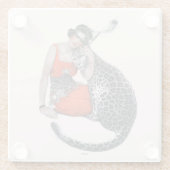 Lady und Leopard Glasuntersetzer (Rückseite)