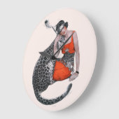 Lady und Leopard Große Wanduhr (Winkel)