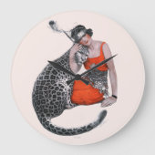Lady und Leopard Große Wanduhr (Vorderseite)