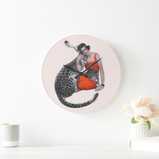 Lady und Leopard Große Wanduhr (Zuhause)