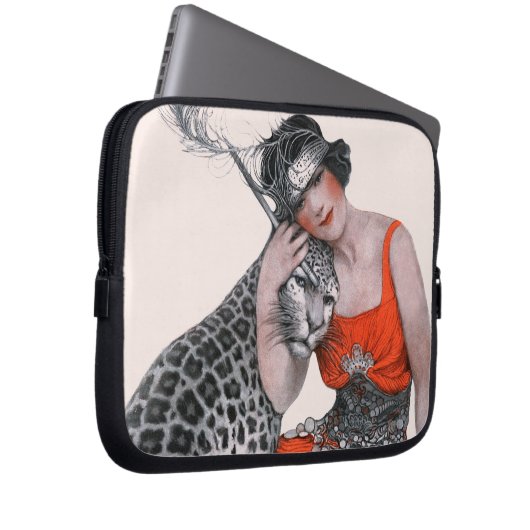 Lady und Leopard Laptopschutzhülle (Vorne Rechts)