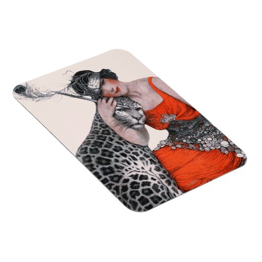 Lady und Leopard Magnet (Rechte Seite)