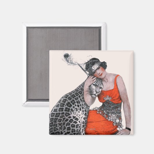 Lady und Leopard Magnet (Vorderseite/Rückseite)