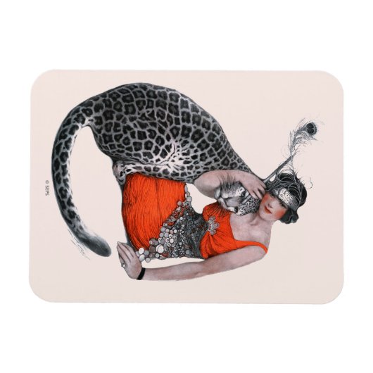 Lady und Leopard Magnet (Horizontal)