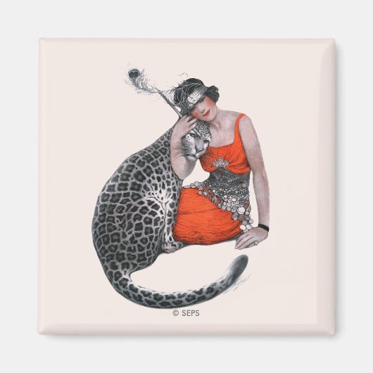 Lady und Leopard Magnet (Vorne)