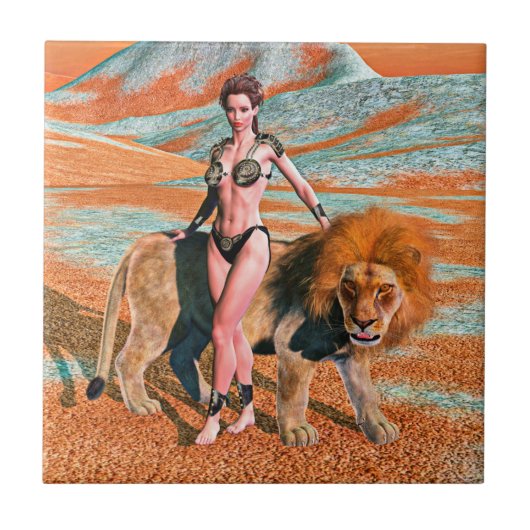 Lady und Lion Fliese (Vorderseite)