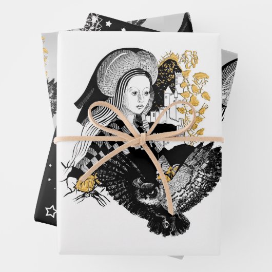 Lady und Nachteule Geschenkpapier Set (Beispiel)