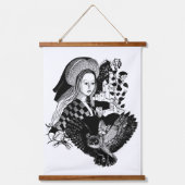 Lady und Nachteule Wandteppich Mit Holzrahmen (Vorderseite)