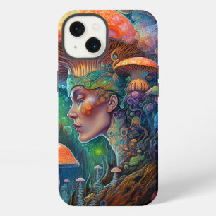 Lady und Pilze Surrealistische Fantasy-Kunst iPhone 13 Hülle