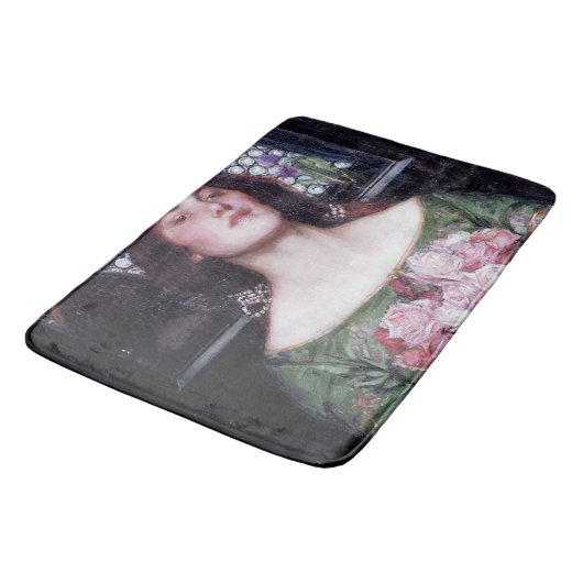 Lady und Rose, John William Waterhouse Badematte (Schrägansicht)