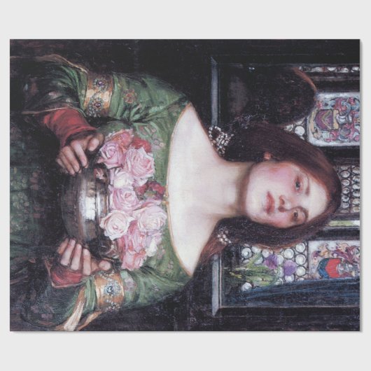 Lady und Rose, John William Waterhouse Geschenkpapier (Flach)