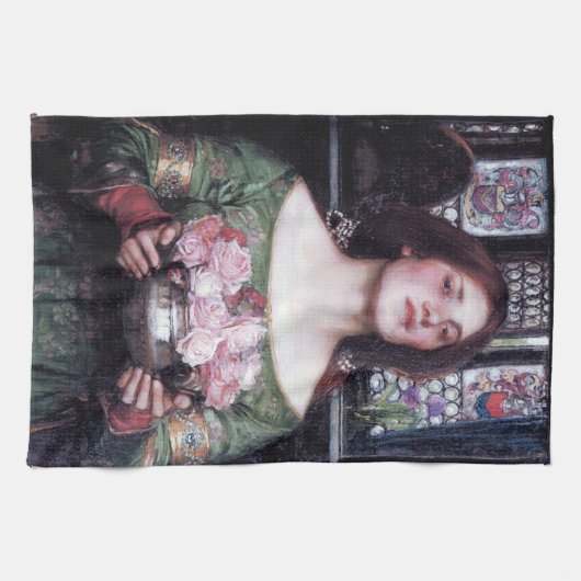 Lady und Rose, John William Waterhouse Geschirrtuch (Horizontal)