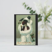 Lady und Snowman Feiertagspostkarte (Stehend Vorderseite)