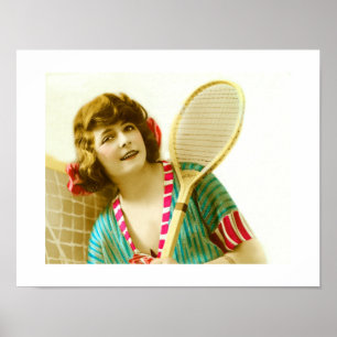 Lady und Tennis Poster
