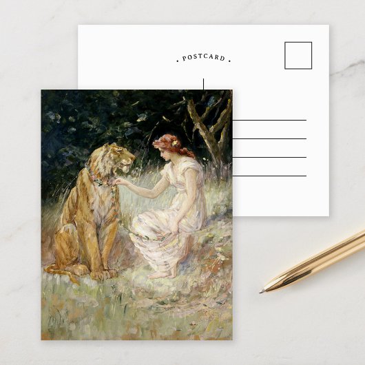 Lady und Tiger | Frederick Stuart Church Postkarte