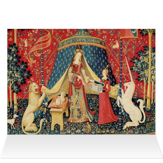 LADY UND UNICORN Blume, Tiere Fantasy Weihnachten (Innenansicht Horizontal (Oben))