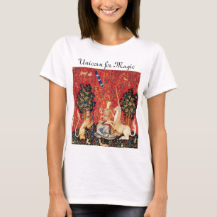 LADY UND UNICORN FÜR MAGIC Fantasy Blume, Tiere T-Shirt