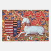 LADY UND UNICORN Lion, Blume, Tiere Mittelalter Kr Geschenkpapier Set (Vorderseite 2)