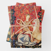 LADY UND UNICORN Lion, Blume, Tiere, mittelalterli Geschenkpapier Set (Beispiel)