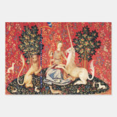 LADY UND UNICORN Lion, Blume, Tiere, mittelalterli Geschenkpapier Set (Vorderseite)