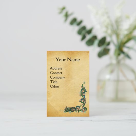 LADY UND UNICORN Lion, Blume, Tierschutzbekleidung Visitenkarte (Stehend Vorderseite)