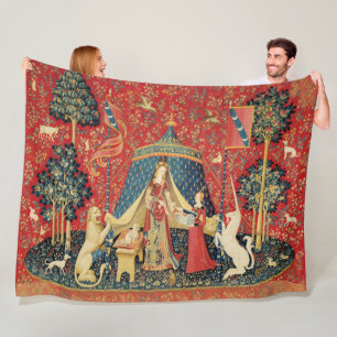 LADY UND UNICORN Lion, Fantasy-Blume, Tiere Fleecedecke